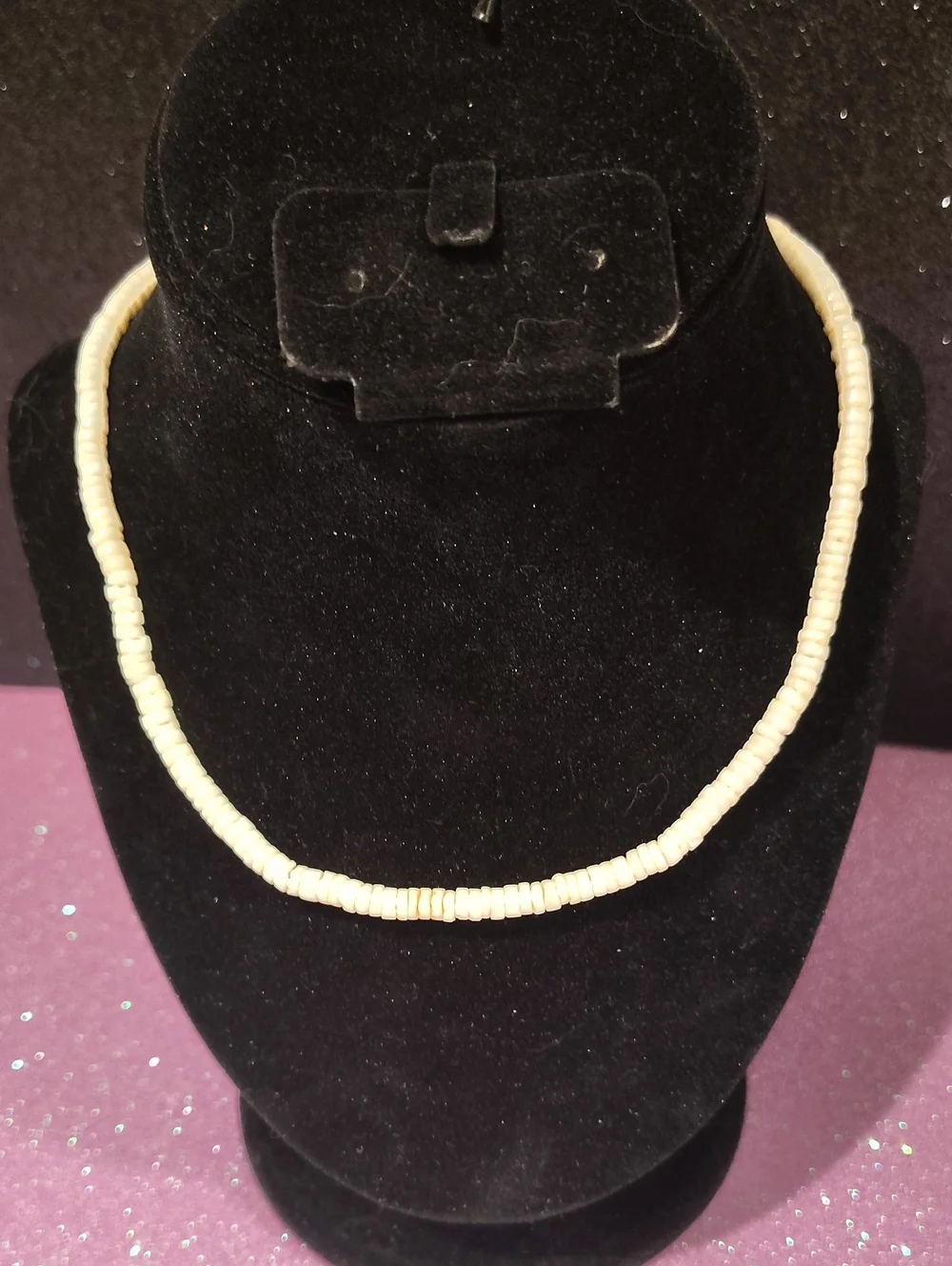 White Puka Shell Heishi Bead surfer necklace 16